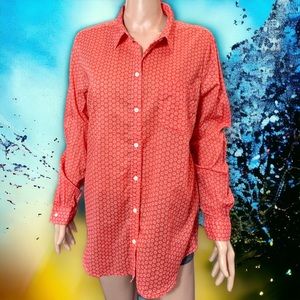 Old Navy blouse women's XL 100% cotton button down Spring Summer vacation exc co